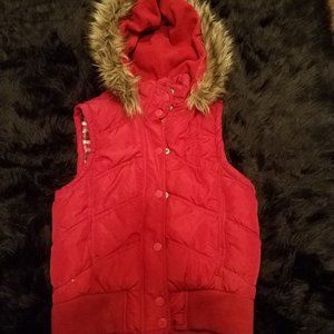 AEROPOSTAL, red vest with hoodie.